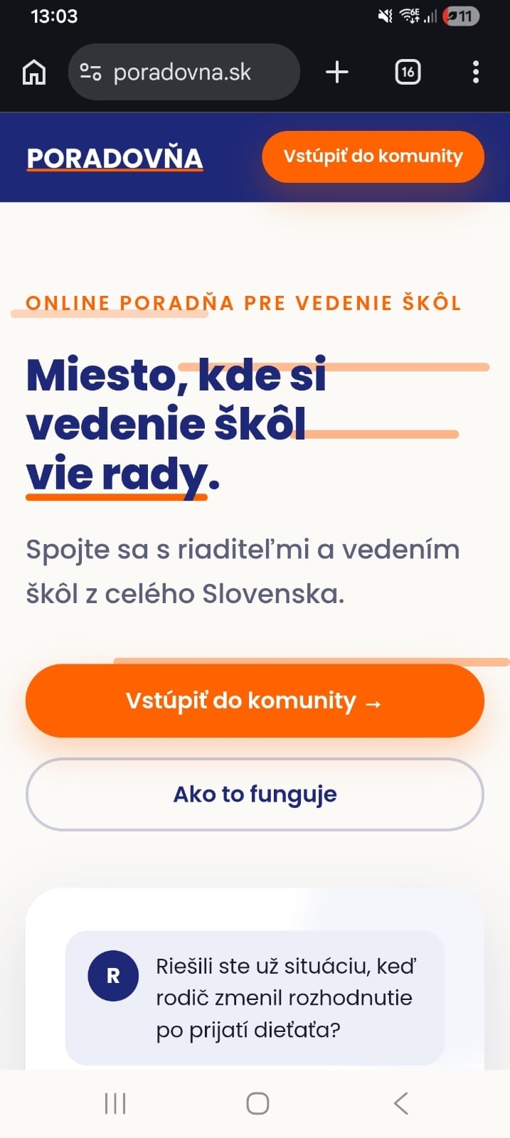 Poradovňa v prehliadači na Androide